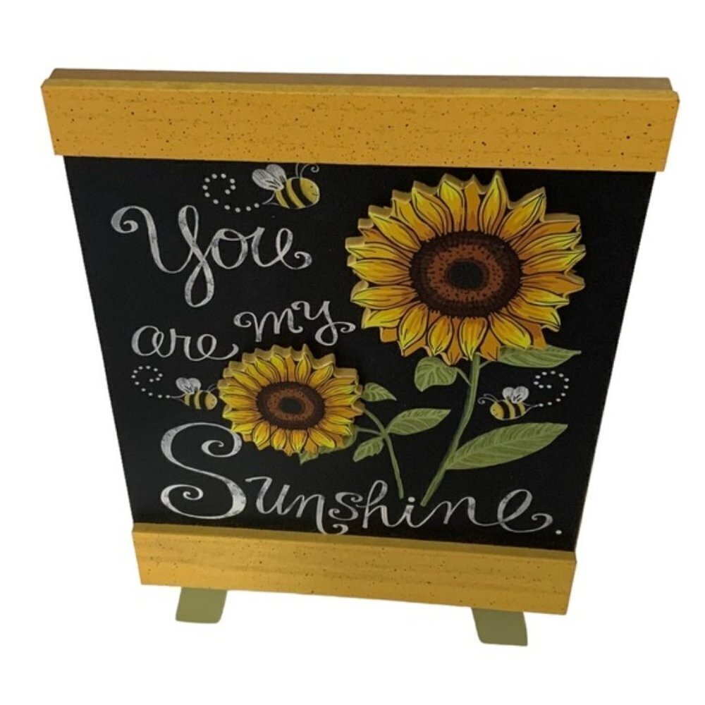 Sunflowers Bees Table Decor by Backyard Freestanding Wood Easel Picture Placque - Picture 5 of 15
